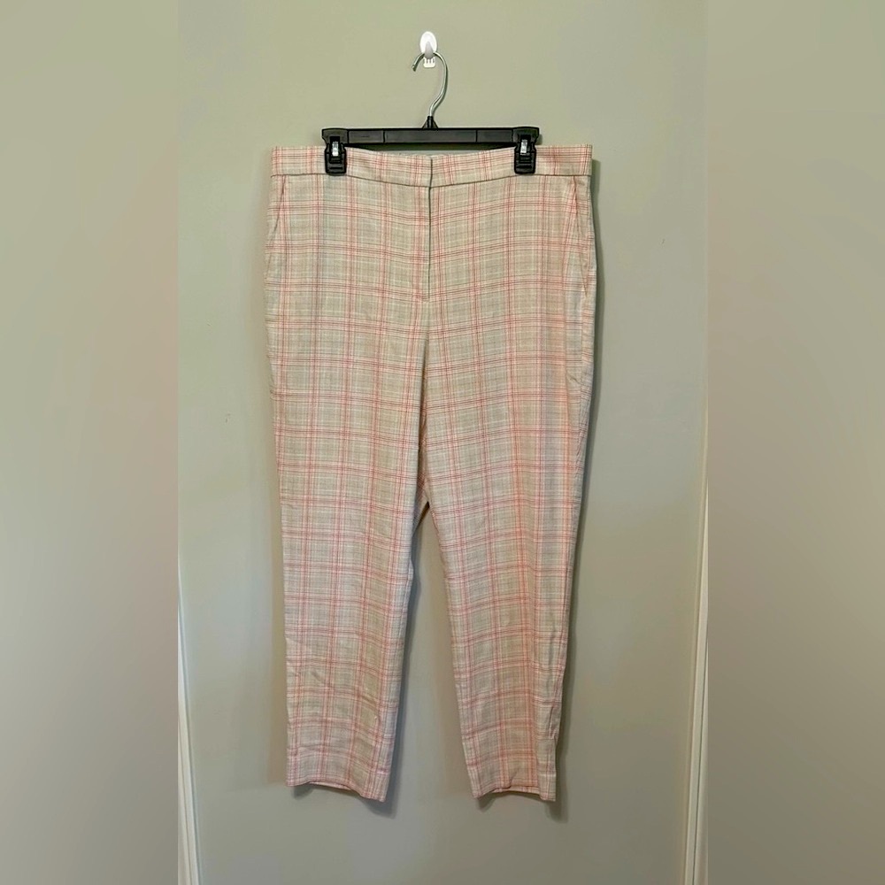 Women’s Ann Taylor Pink and White Tailored Trousers. Size 14.